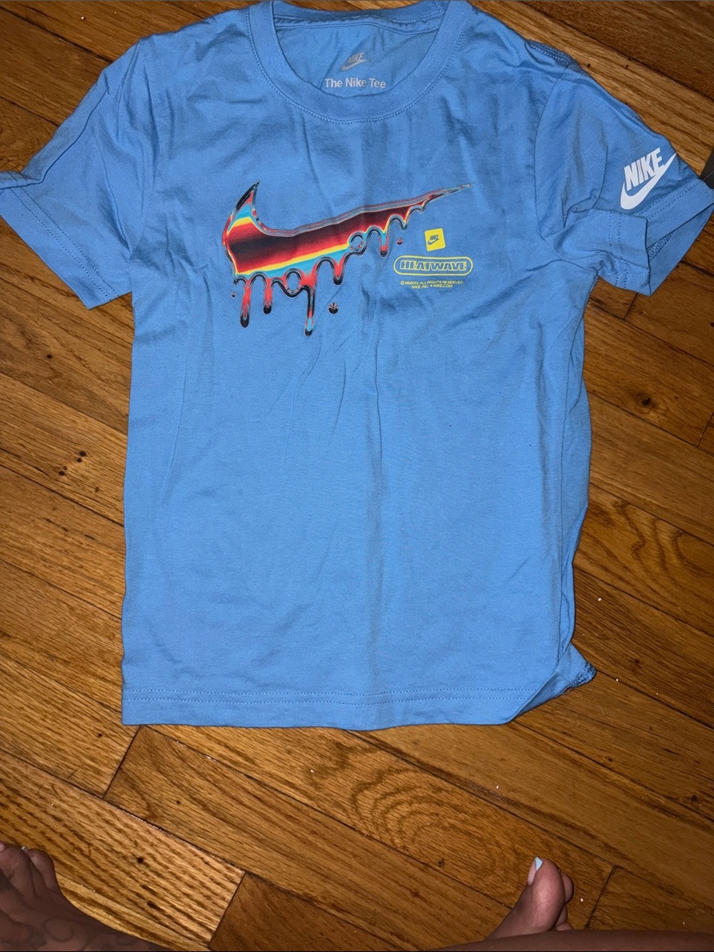 Nike Light Blue Tee with Black Patch-Accent Shorts - Picture 2 of 4